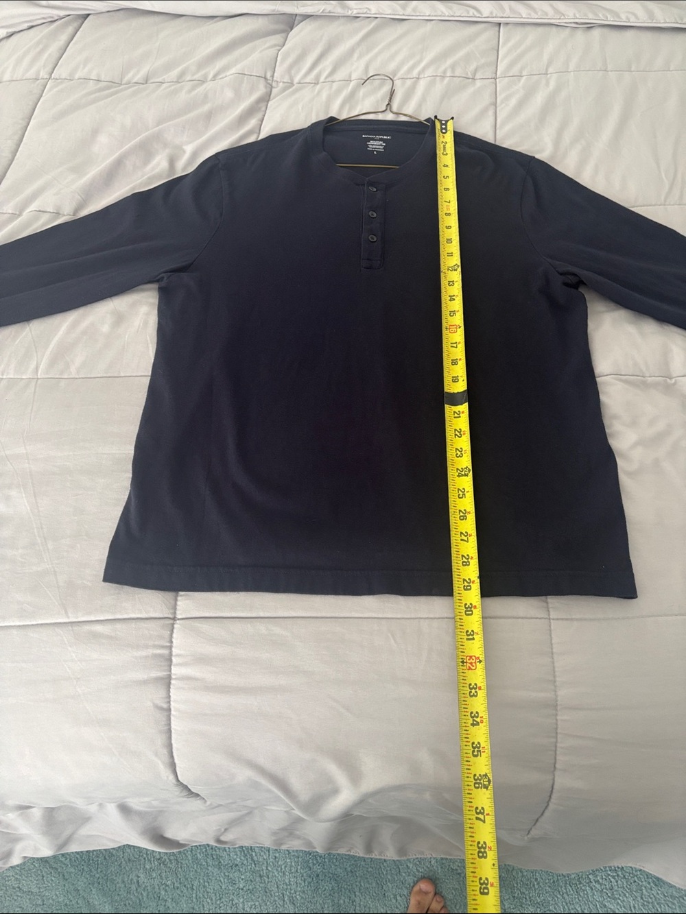 Banana Republic Black Henley Long Sleeve Top